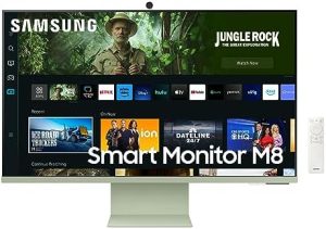 SAMSUNG 27″ M80C UHD HDR Smart Computer Monitor Screen with Streaming-TV, Slimfit-Camera Included, Wireless Remote PC Access, Alexa Built-in (LS27CM80GUNXZA), Spring Green